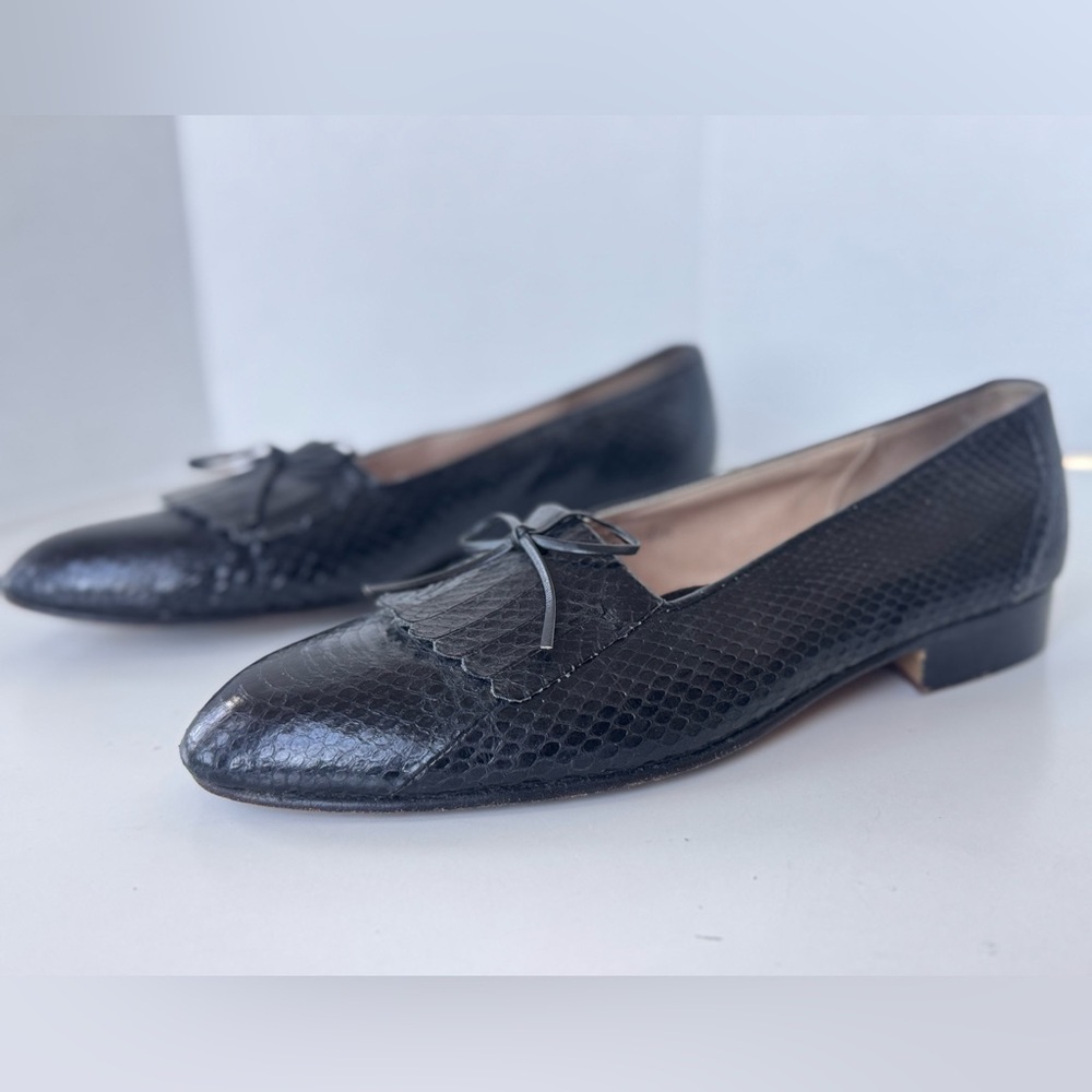 Vintage De La Rentis Genuine Snakeskin Tasseled Leather Shoe Loafer Mens Size 8